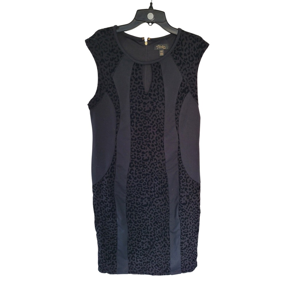 Thalia Sodi Black Sleeveless Leopard‎ Velvet Panel Sheath Dress Medium #21